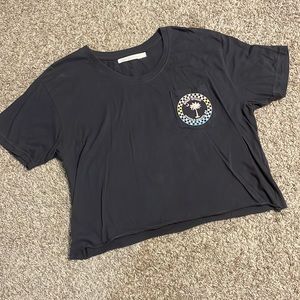 Quiet Storm crop top with pastel logo, size large